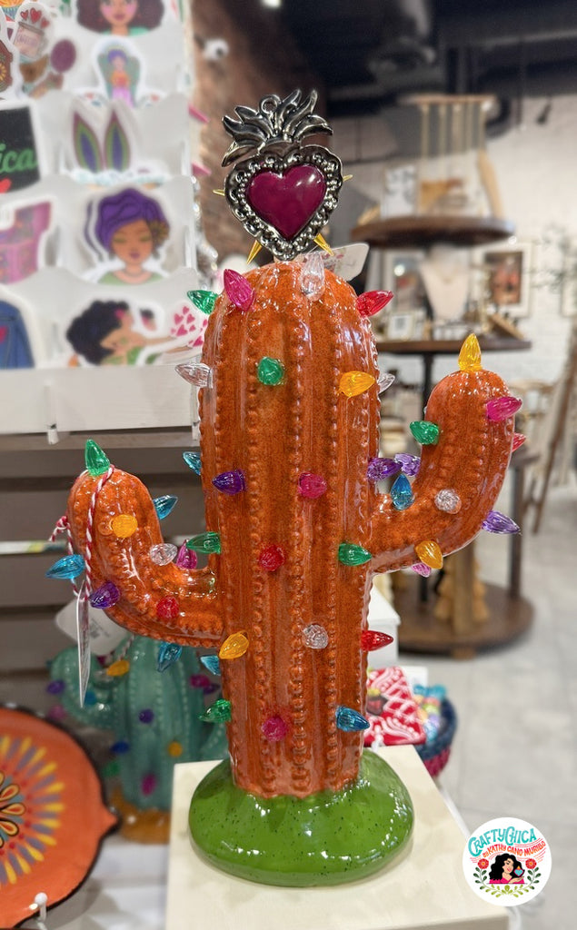 サボテンランプSTAR CACTUS LAMPS Painted Ceramic Cactus Lamp – CraftyChica