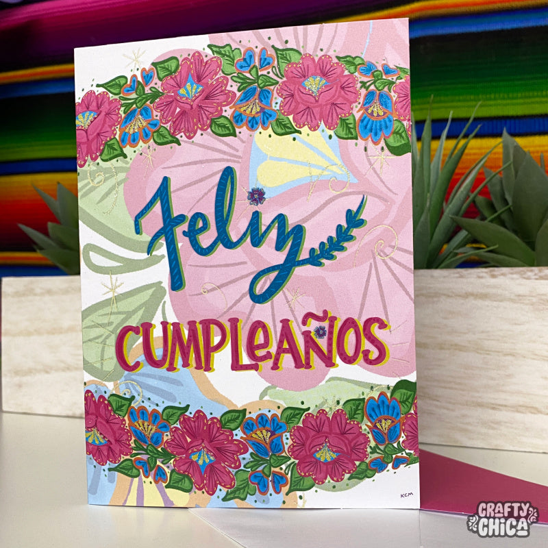 'Feliz Cumpleaños' Floral Greeting Card CraftyChica