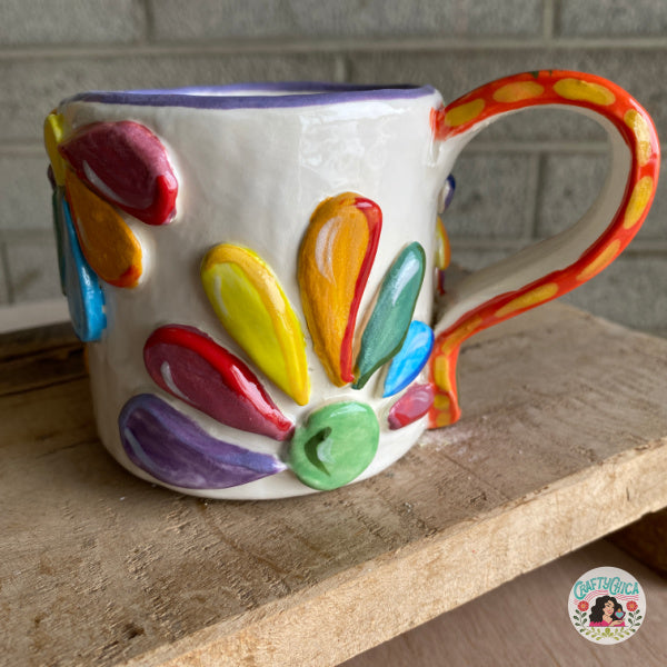 Multicolor Floral Mosaic Hand Painted Ceramic Mug Set of 2 by World Market