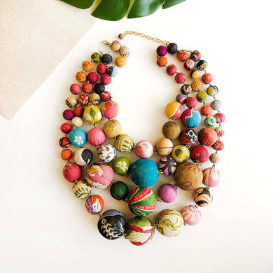 Fabric Beaded Necklace