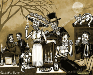Muertos Art Print - Sepia Muertos Soirée