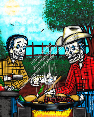 Muertos Art Print - Amigos al asador