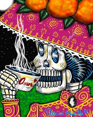Muertos Art Print - Catrina con café