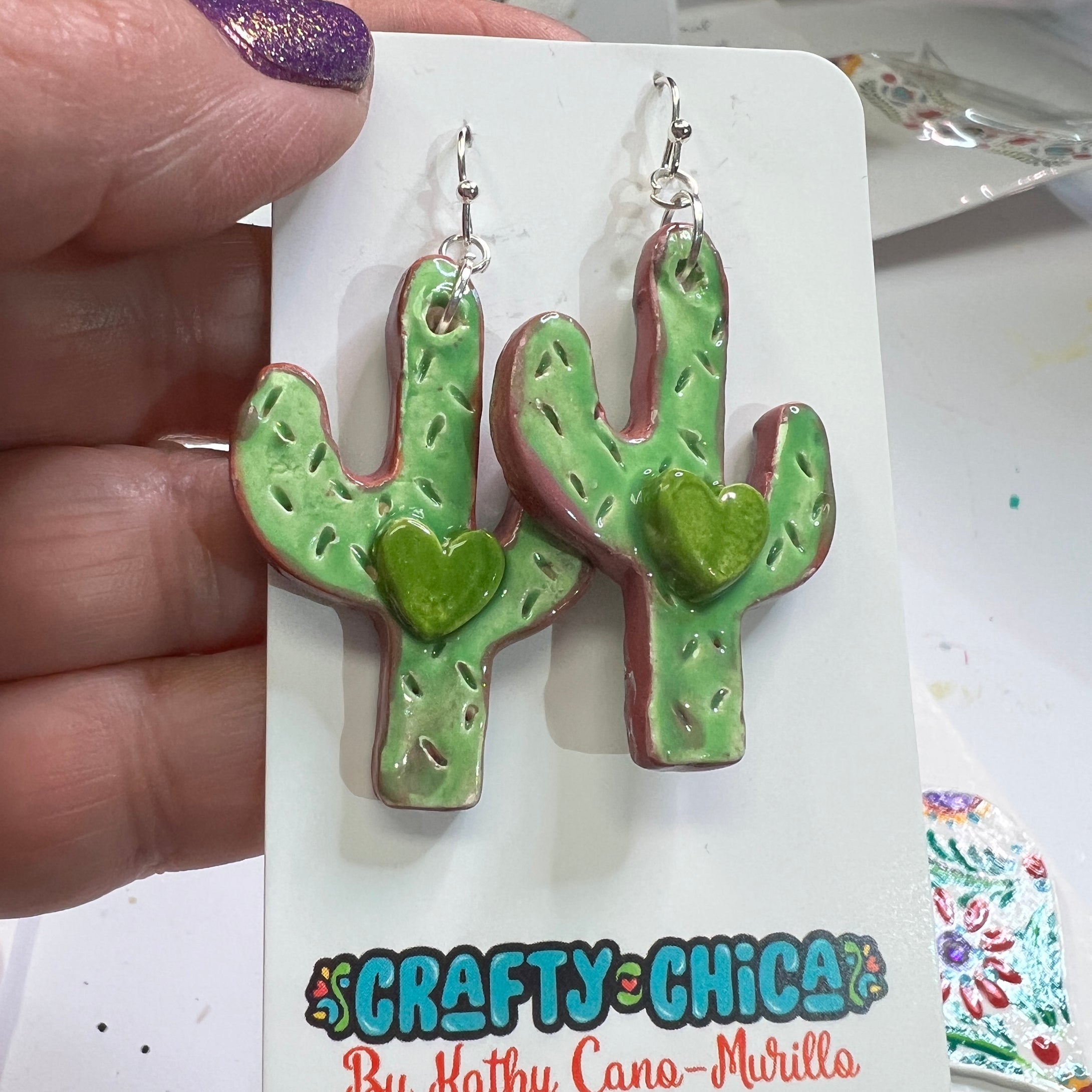 Ceramic Cactus Earrings