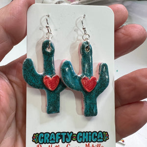 Ceramic Cactus Earrings