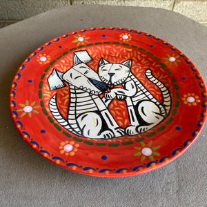 Dia de Muertos handpainted plate: Dog & Cat