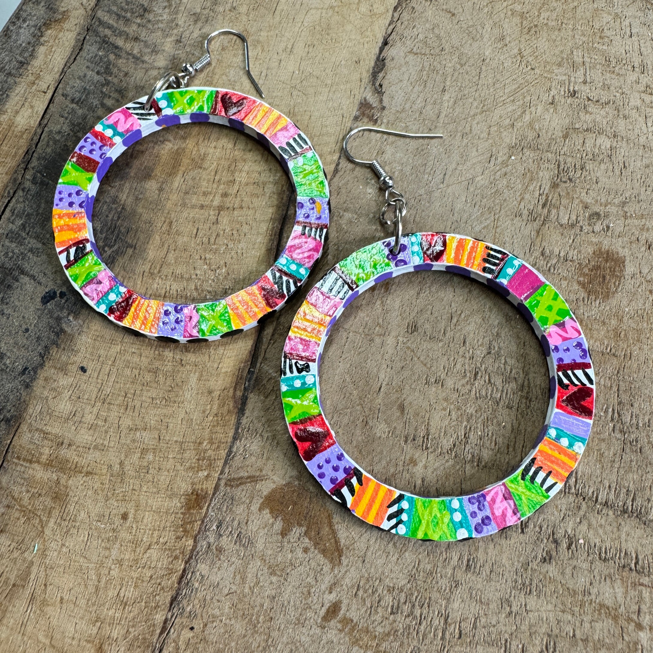 Painted Hoop Earrings: Estrella (Small)