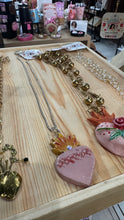 Pink Ceramic Sacred Heart Necklace with Sparkle