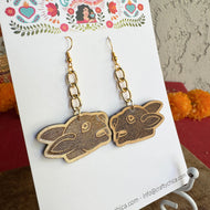 Aztec Wood Earrings - Rabbit (Tochtli)