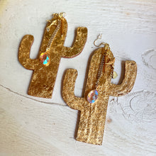 Gold Leaf Charm Cactus Earrings