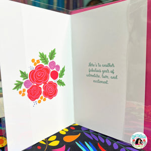 Floral Feliz Cumpleaños Greeting Card