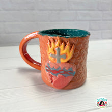 Handbuilt Terra Cotta Sacred Heart Mug