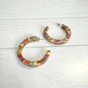 Glittered Fruit Hoop Earrings