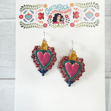 Fiesta Flame Sacred Heart Earrings