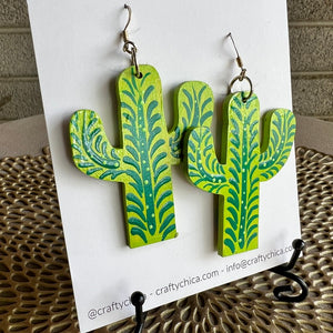 2-in-1 Painted Cactus Earrings