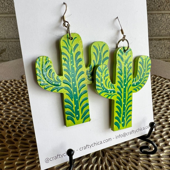 2-in-1 Painted Cactus Earrings