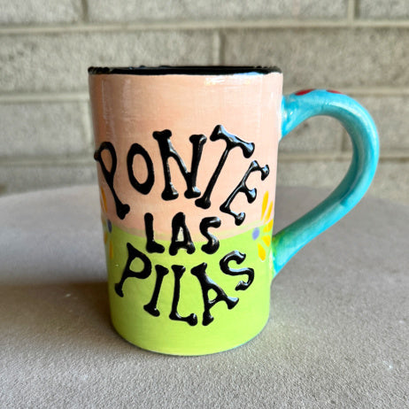Ponte las pilas hand painted mug