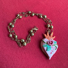 Sacred Rose Clay Heart Necklace