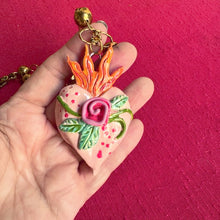 Sacred Rose Clay Heart Necklace