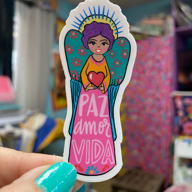 Paz Amor Vida Angel Vinyl Sticker
