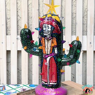 La Catrina Painted Cactus Lamp