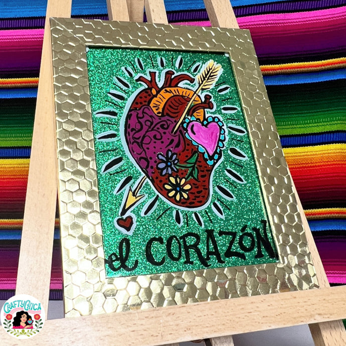 Reverse Glass Painting: El Corazón