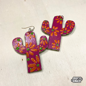 2-in-1 Painted Cactus Earrings