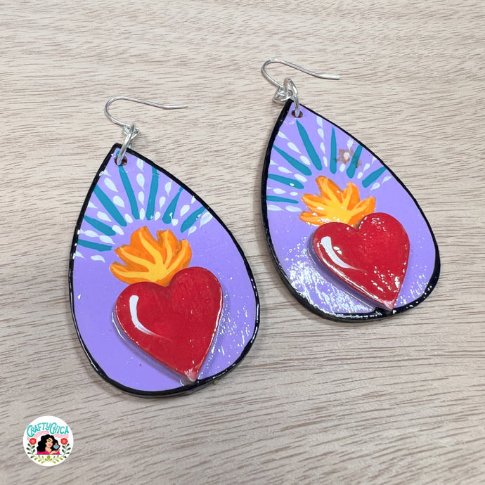 Purple Heart Drop Earrings