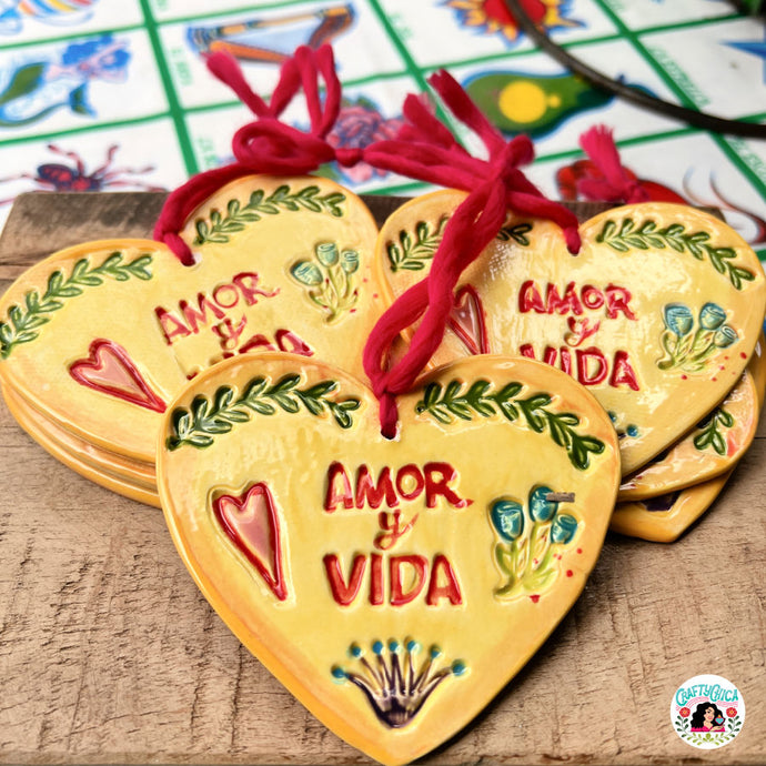 Amor y Vida Ceramic Ornament