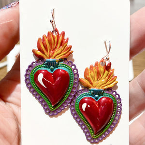 Sacred Heart Earrings - Red #2