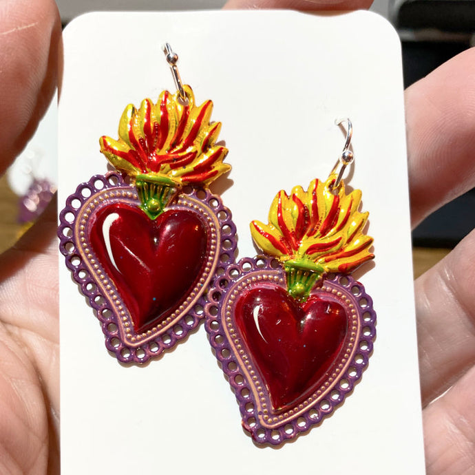 Sacred Heart Earrings - Red