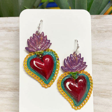 Sacred Heart Earrings - Red #3