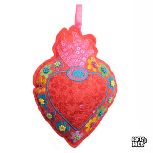 Sequin Heart Puffy Ornament