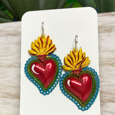 Sacred Heart Earrings - Red #1