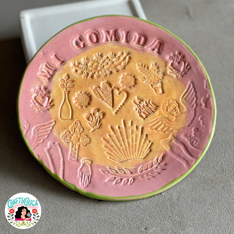 Stamped Clay Plate - Mi Comida
