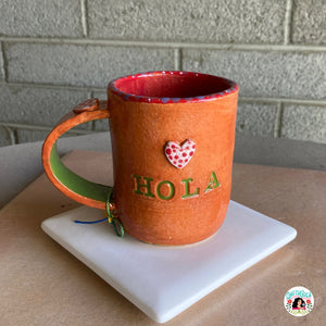 Hola & Adios hand built mug