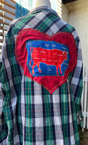 Upcycled Western Shirt - Viva Carne!