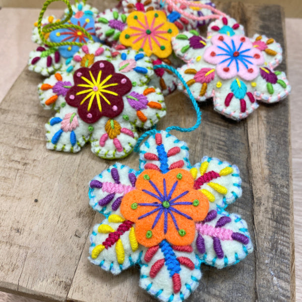 Embroidered Snowflake Wool Ornament