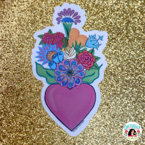 Floral Heart Vinyl Sticker