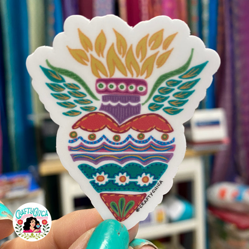 Winged Heart Vinyl Sticker – CraftyChica